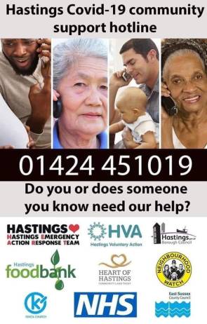 Hastings Covid-10 community support hotline 01424 451019