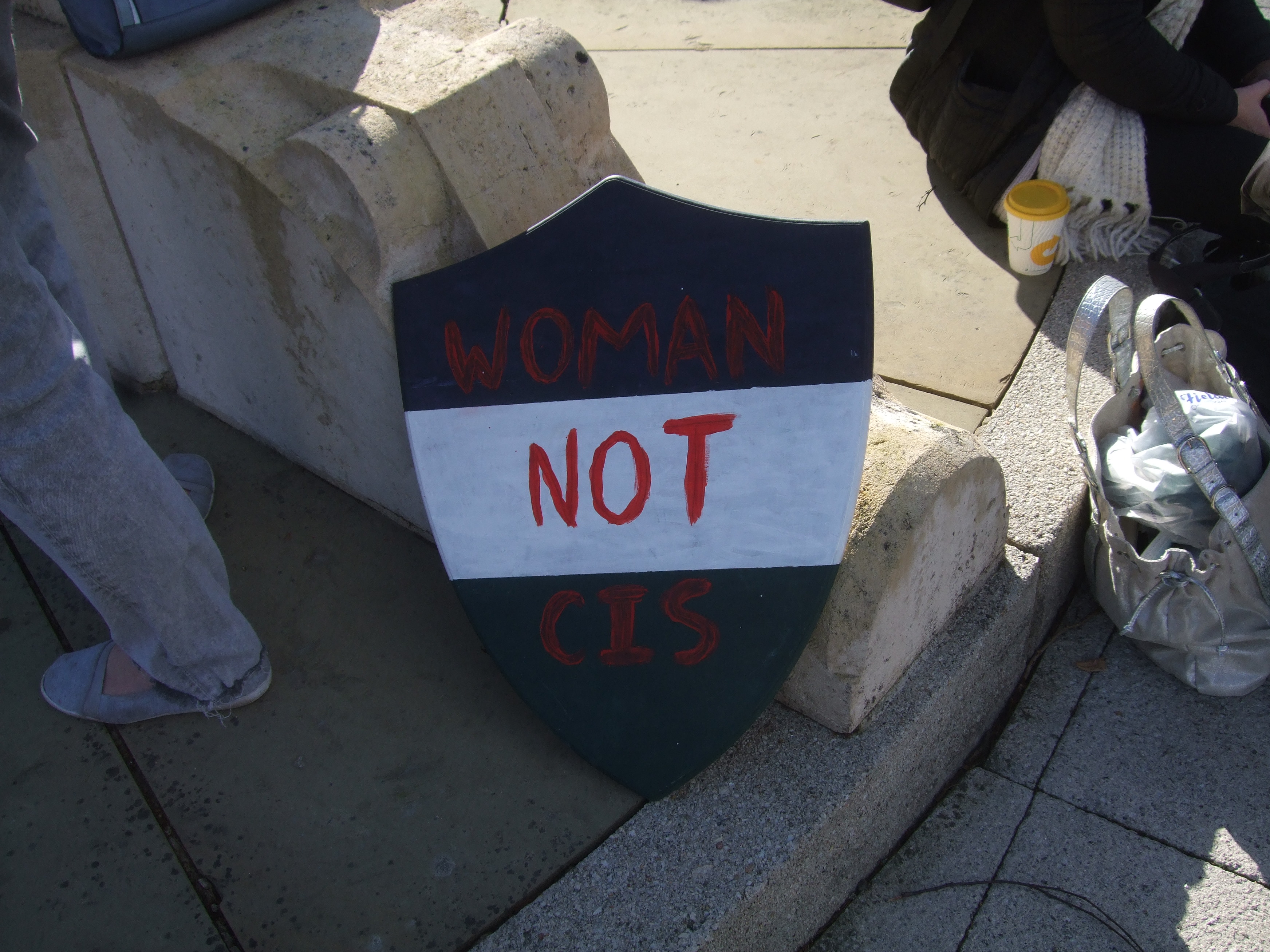 Newport banners: woman NOT CIS