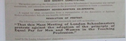 "That this mass meeting of london school masters protests against the adoption ofthe principle of equal pay for men and women in the teaching profession"