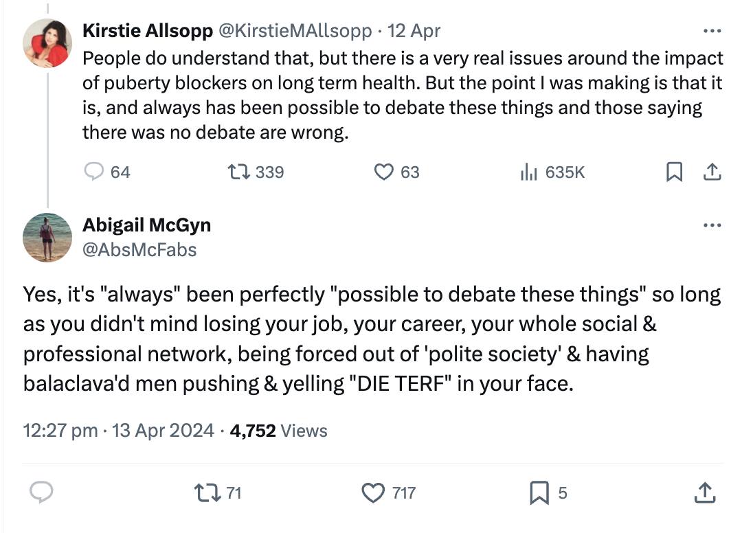 Kirstie Alsopop on no debate